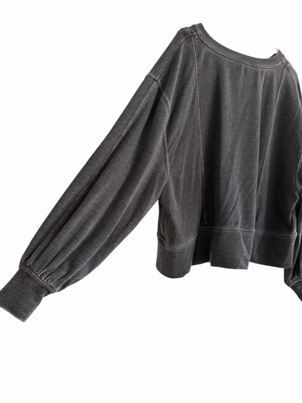 Free People Intimately Don't Wait Up Pullover Balloon Sleeve Charcoal Gray XS - Picture 6 of 8